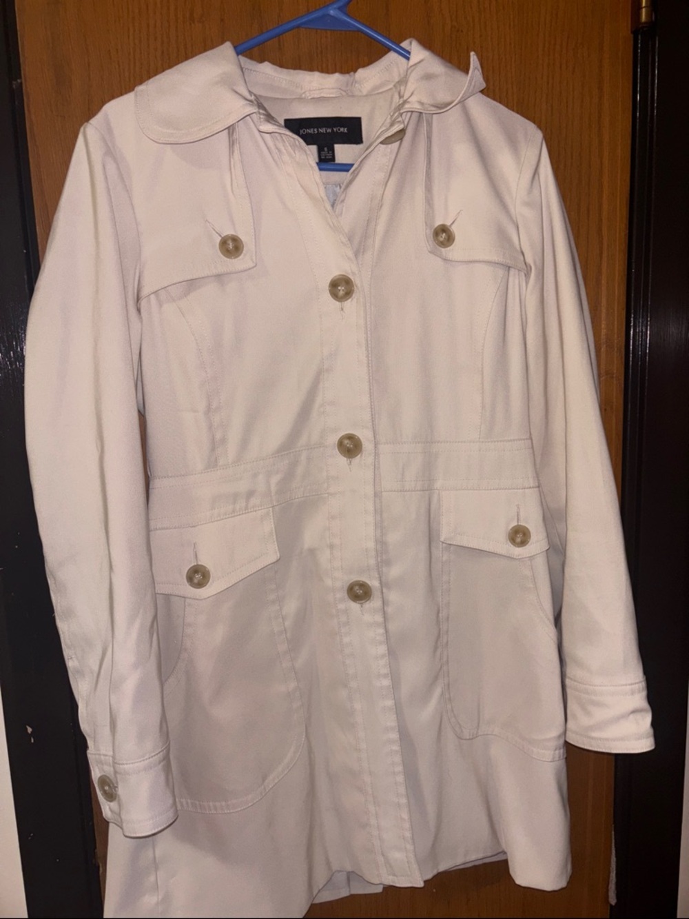 Jones New York Cream Button-Front Trench Coat